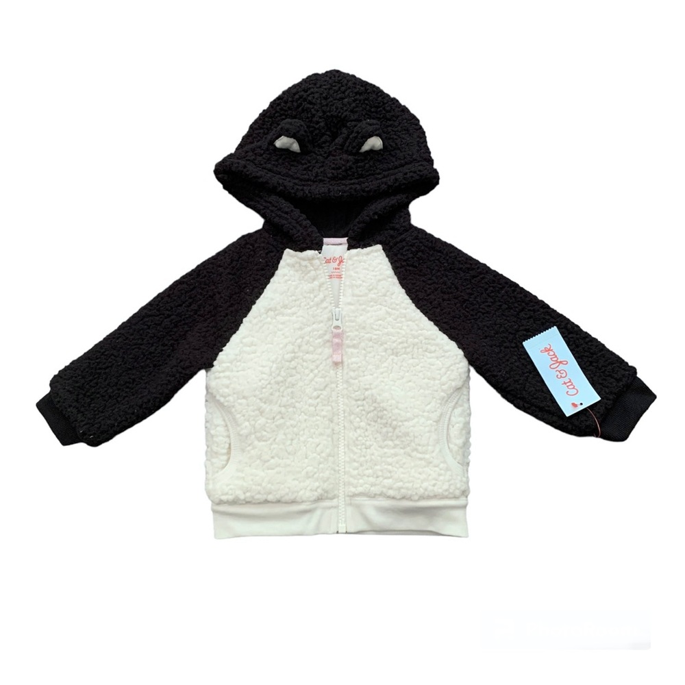 NEW Cat & Jack Kids Fuzzy Jacket With Animal Ears